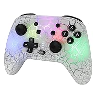 Switch Controller, Wireless Switch Pro Controller for Nintendo Switch/Lite/OLED/PC/iOS/Android, 9 Colors Adjustable LED Switch Remote Gamepad with Unique Crack/Turbo/Motion Control/Vibration/Wake up