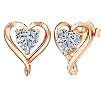 LAVUMO Earrings Silver 925 Rose Gold Women's Stud Earrings Set Gifts for Women Girlfriend Mum Best Friend Mother Grandma for Birthday Valentine's Day Christmas Jewellery Ladies Small Gifts