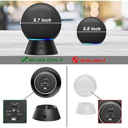 Battery Base for Echo 4th Generation（NOT Echo dot, Cirtek Portable Alexa Echo Battery Base,Large Capacity Battery Long Playtime,Indicator Light Can Be Turn Off (Not Include Echo 4th)