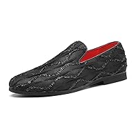 Men's Slip-on Dress Loafers Suede Comfortable Lightweight Glitter Party Shoes