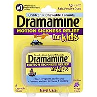 Dramamine Motion Sickness Relief for Kids, Grape Flavor,8 Count (Pack of 2)