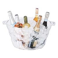OGGI Acrylic Oval Party Tub - Clear Beverage Cooler w/Handles, Wine Cooler, Beer Chiller, Ideal Party Tubs for Drinks, Use Ice Tub for Indoor or Outdoor Bars, 18.5