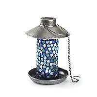 Smart Solar Adelie Mosaic Glass Pewter Style Solar-Powered Bird Feeder 38260114