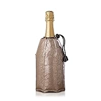 Vacu Vin Active Cooler Champagne Chiller - Reusable, Flexible Wine Bottle Cooler - Platinum, Gold - Champagne Cooler Sleeve For Standard Size Bottles - Insulated Champagne Bottle Chiller to Keep Cold