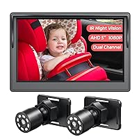 Itomoro Baby Car Camera, Dual Channel 5 inch Display with 2 IR Night Vision Camera, Easily Install Baby Car Mirror 1080P Clear Car Baby Camera for Rear Facing Seat Backseat ACZ403