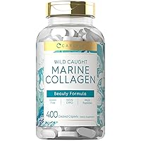 Marine Collagen Pills | 400 Caplets | Wild Caught Collagen Peptides | with Hyaluronic Acid | Non-GMO, Gluten Free