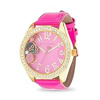 Betsey Johnson Women's Watch Alloy Case Pink Band Floating Charms