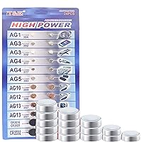 120pcs Alkaline Cell Batteries Assorted Battery 1.55 Volt AG1/LR621 AG3/LR41 AG4/LR626 AG5/LR754 AG10/LR1130 AG12/LR43 AG13/LR44 CR2016 CR2025 3V CR2032 Lithium Coin Batteries Set for Watch Toy Clock