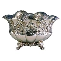 ORE International K-4199B Traditional Royal Decorative Bowl, Metallic Silver/Gold 7 x 12.5 x 8.25