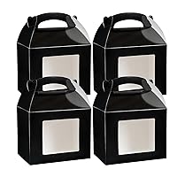 Restaurantware Bio Tek 10 x 7 x 8 Inch Gable Boxes For Party Favors 100 Durable Barn Boxes - Clear PET Window With Built-In Handle Black Paper Barn Boxes Greaseproof For Parties