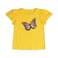 Lucky Brand Girls' Short Graphic T-Shirt, Cotton Tee with Flutter Sleeves & Tie Dye Design