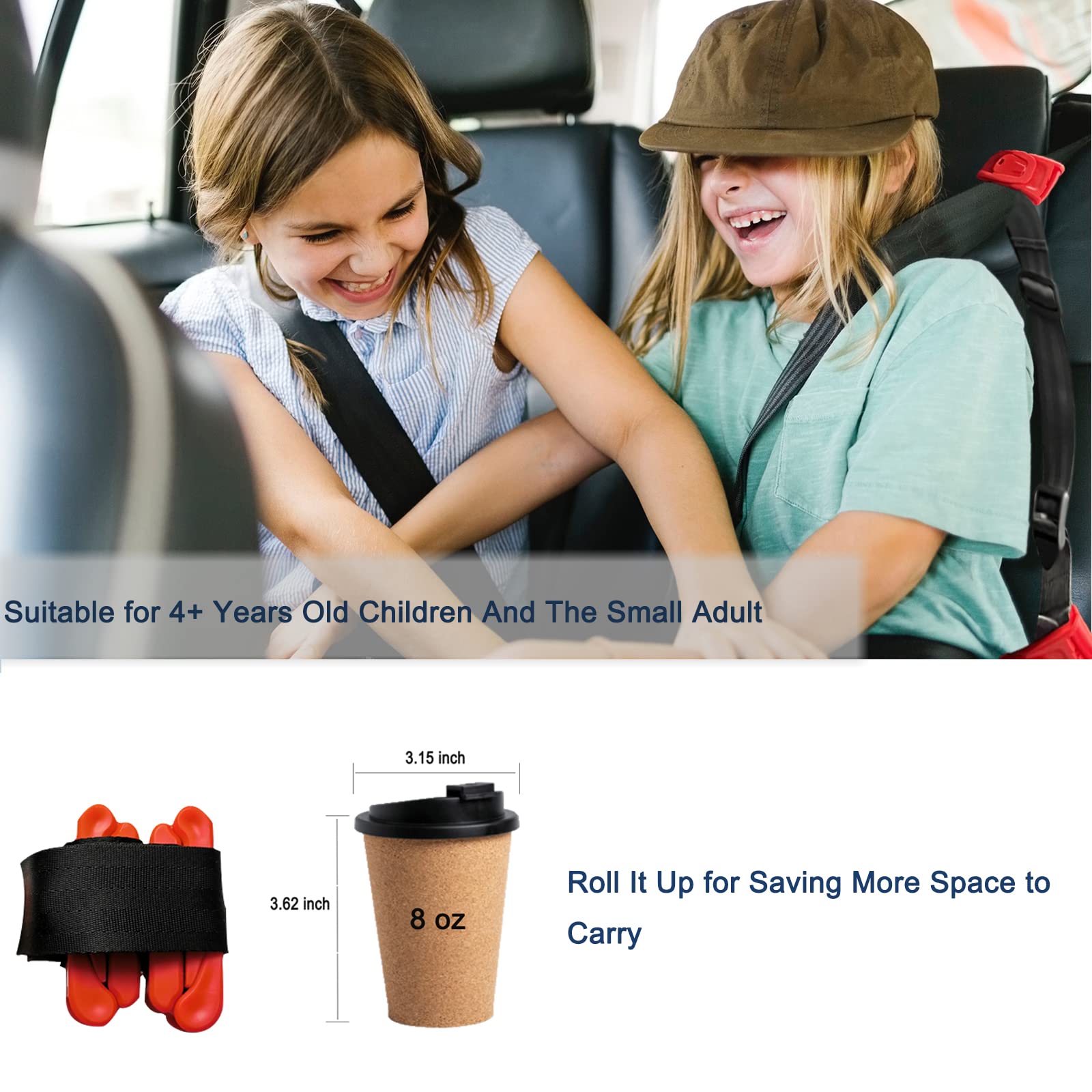 JAPARA Kids Seat Belt Adjuster, Car Seatbelt Adjuster with Clip and Position Belt Strap for Kids, Protect Shoulder and Neck Seat Belt Adjuster for Kids/Short Adults (2 Pack)