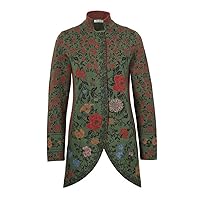 Long Jacket with Embroidery on the Back, Green