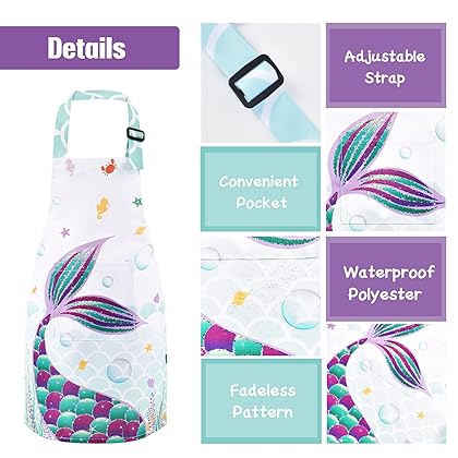 Kids Apron with Pocket Adjustable Strap Polyester Baby Toddler Bib Apron