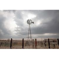 Country Photography Print (Not Framed) Picture of Old Windmill Against Stormy on Early Spring Day in Iowa Midwestern Wall Art Farmhouse Decor (5