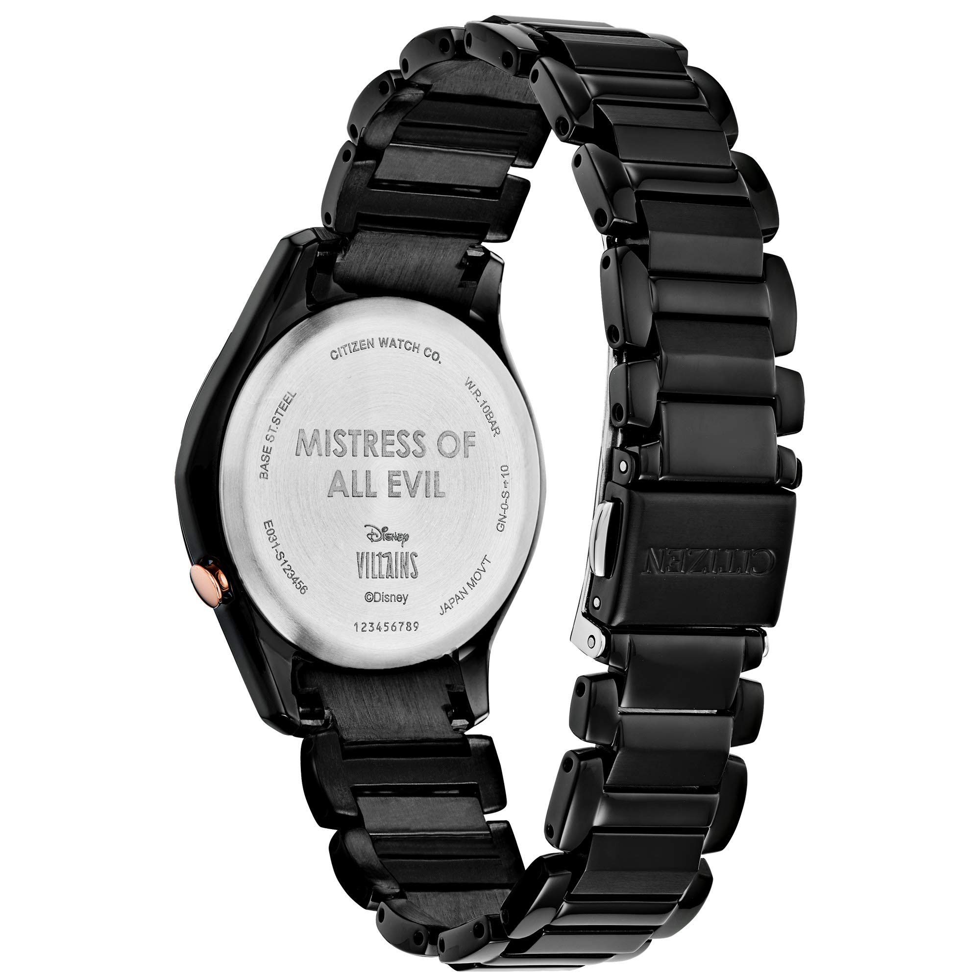 Citizen Eco-Drive Disney Quartz Women's Watch, Stainless Steel, Maleficent, Black,34mm (Model: EM0595-51W)