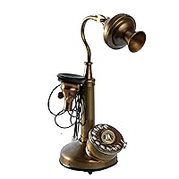 Victorian Old Look Retro Home Decor Vintage Western Telephone Brass Candlestick Corded Rotary Dial Phone