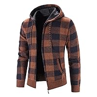 Mens Cardigans Knit Sweater Full-Zip Hooded Cardigan Sweaters Regular Fit Hoodie Sweater Man Sweater Jackets