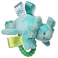 Soft Baby Rattle with Soothing Teether Ring and Sensory Tags, 6-Inches, Fizzy Aqua Axolotl
