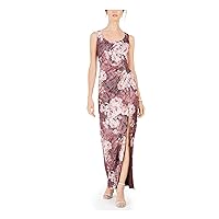 Adrianna Papell Womens Floral Gown Dress, Purple, 8