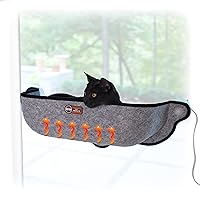 K&H Pet Products EZ Mount Thermo-Kitty Sill Heated Window Cat Bed, Heated Cat Hammock for Large Cats Extra-Deep Cat Perch Gray 27