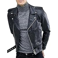 Men's HD Cafe Racer Genuine Sheepskin Leather Biker Jacket with Removable Hood - Stylish Motorcycle Outerwear