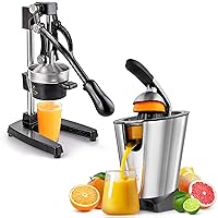 Zulay Powerful Electric Orange Juicer Squeezer - Stainless Steel Citrus Juicer Electric With Soft Touch Grip and Cast-Iron Orange Juice Squeezer