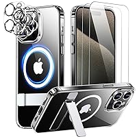 SPIDERCASE Magnetic for iPhone 15 Pro Max Case, with Invisible Stand Shockproof Slim Case -Clear