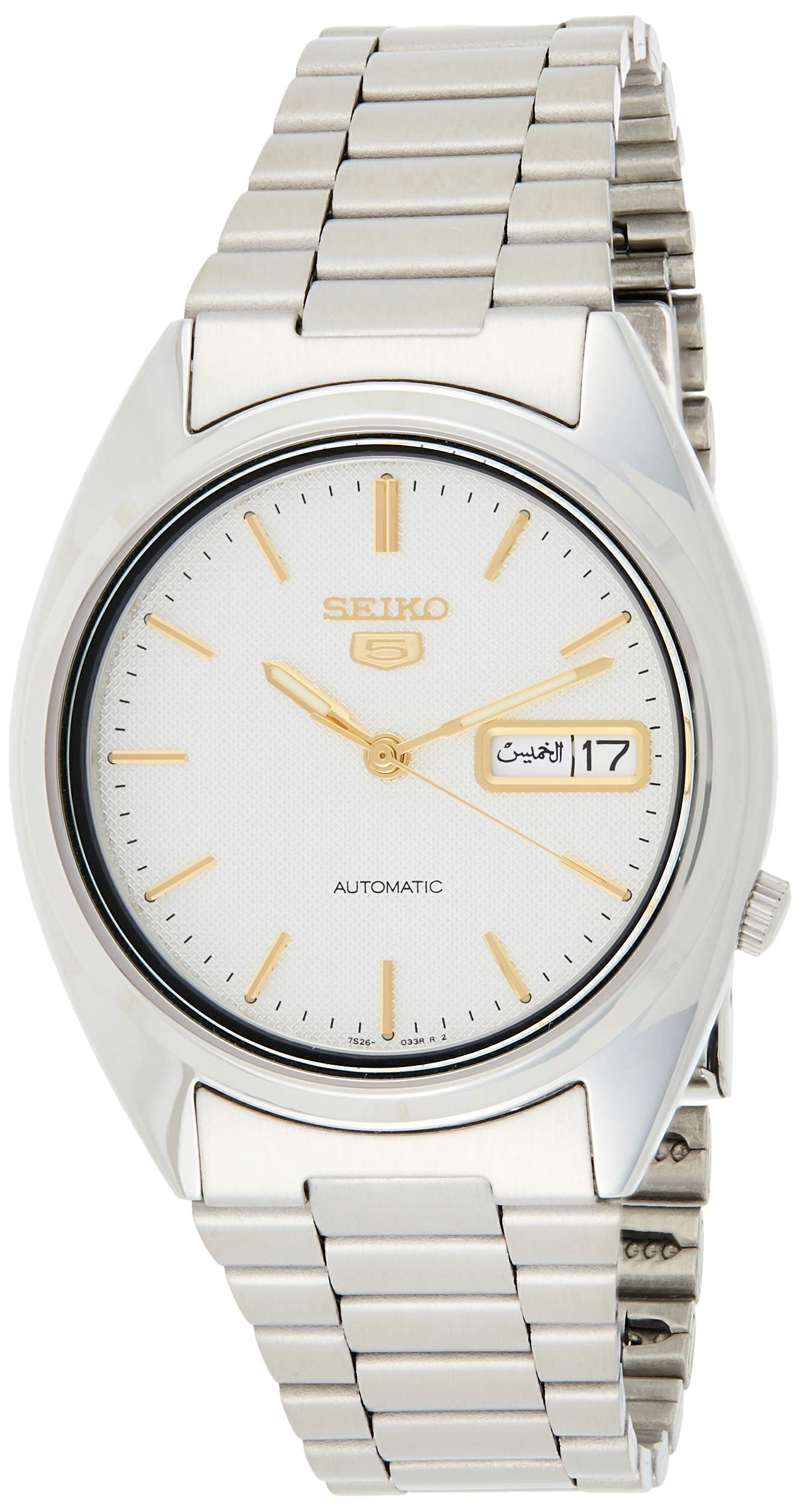 Mua SEIKO Men's SNXG47 5 Automatic White Dial Stainless Steel Watch trên  Amazon Mỹ chính hãng 2023 | Giaonhan247