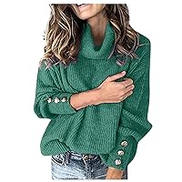 Gumipy Women's Turtleneck Sweater Oversized Chunky Pullover Sweaters Long Sleeve Winter Slouchy Loose Knit Sweaters