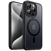 JETech Magnetic Case for iPhone 15 Pro 6.1-Inch Compatible with MagSafe, Translucent Matte Back Slim Shockproof Phone Cover (Black)