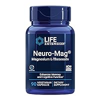 Life Extension Neuro-Mag Magnesium L-Threonate, 90 Vegetarian Capsules Ultra-Absorbable Magnesium - Memory, Focus & Overall Cognitive Performance Boost - Non-GMO, Gluten-Free