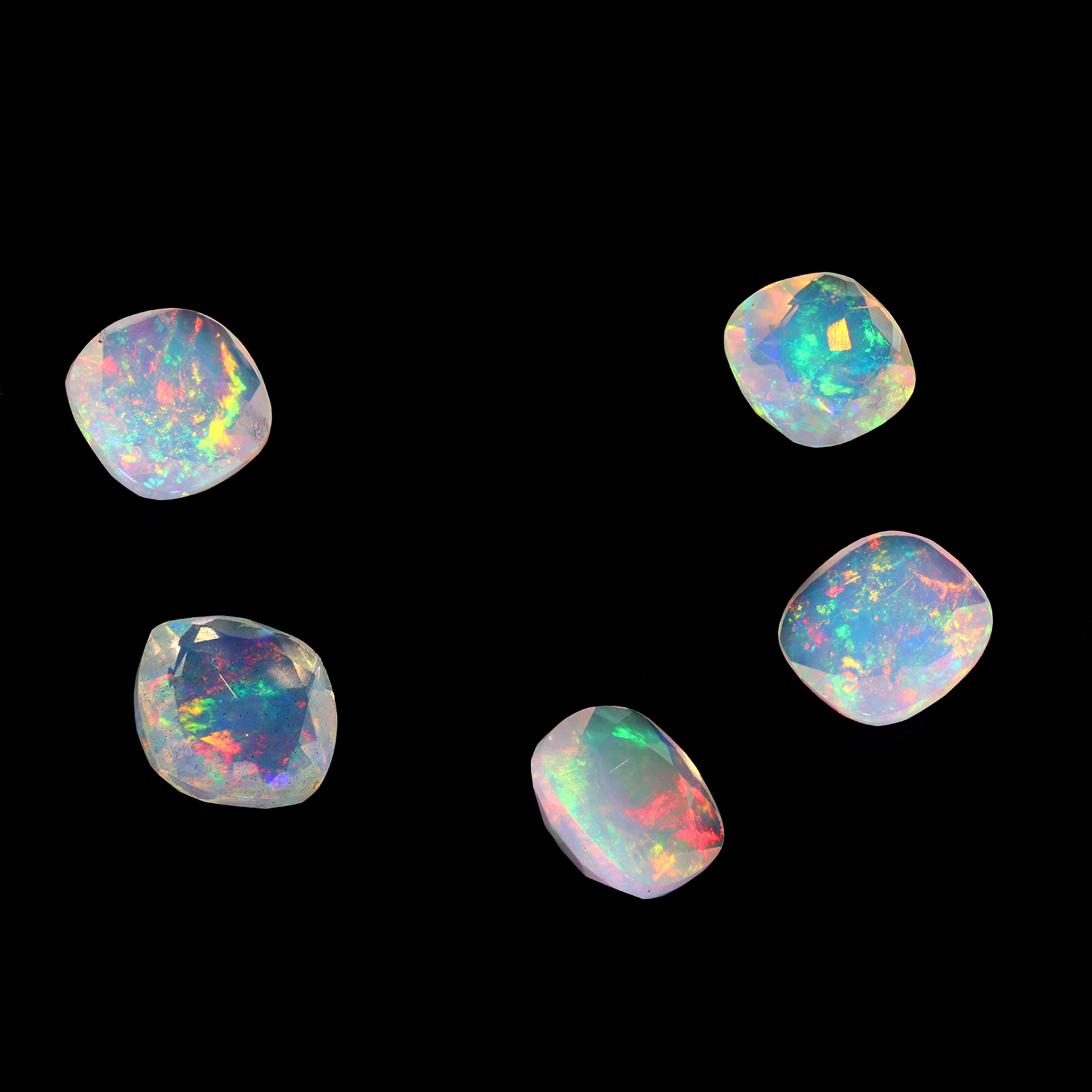 Natural Ethiopian Opal 7 mm Cushion Shape Loose Gemstone Cut Stone Fire Opal For Making Jewelery 0.79 Ct