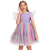 IMEKIS Toddler Kids Girls Confetti Stars Birthday Princess Dress Tulle Boho Cake Smash Photo Shoot Outfit for 3-10T