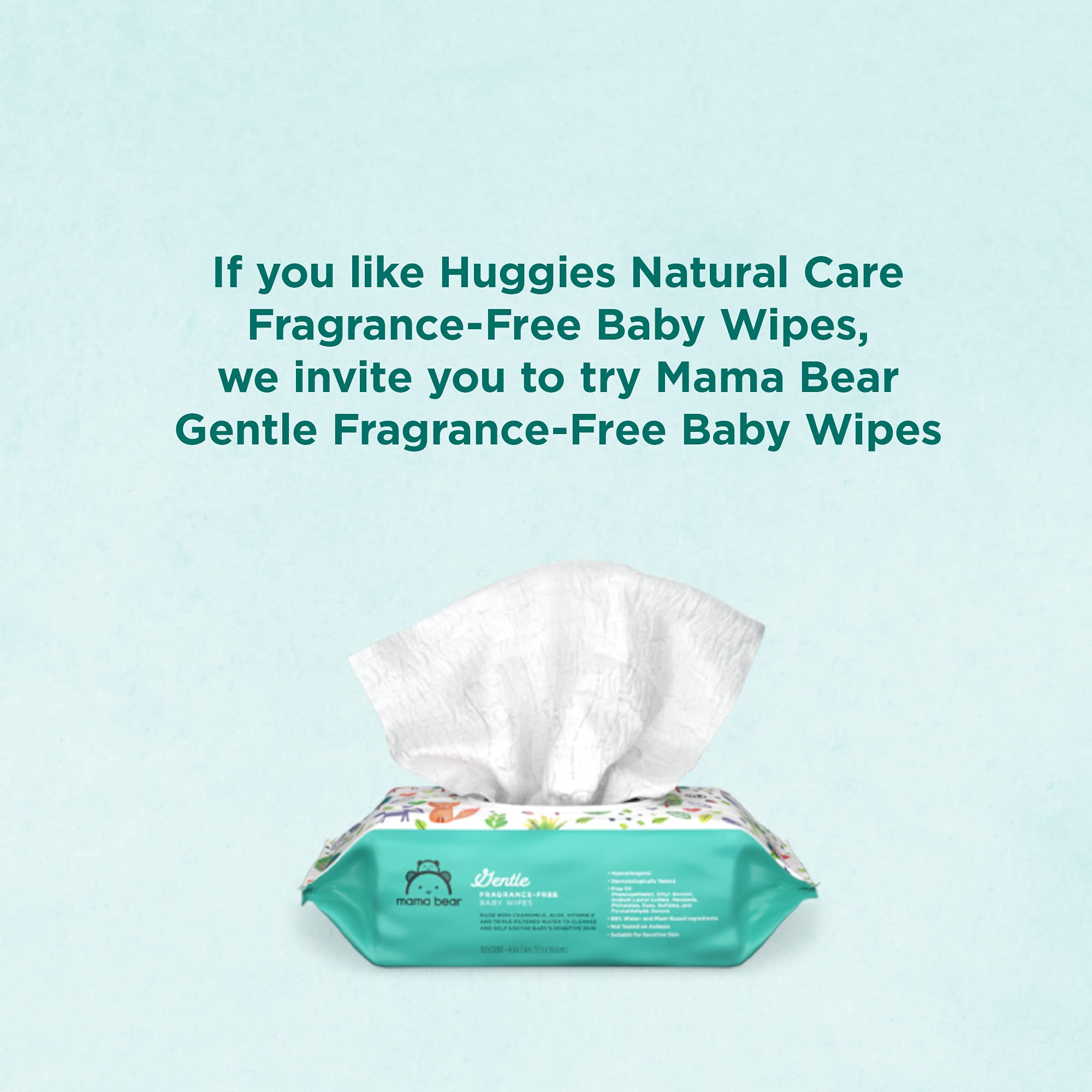 Amazon Brand - Mama Bear Gentle Fragrance Free Baby Wipes, Hypoallergenic, 800 Count (8 Packs of 100)