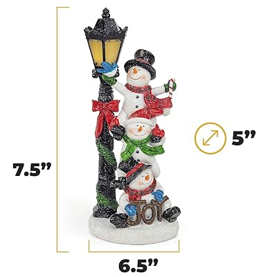 VP Home LED Farmhouse Snowman Decor: Christmas Figurines, Resin