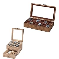 Watch Box Case Organizer Display Storage with Jewelry Drawer for Men Women Gift, Burlywood Wood C46YDT7Z 9S65SNS1