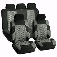 FH Group Car Seat Covers Full Set Gray Premium Cloth - Universal Fit, Automotive Low Back Front Seat Covers, Airbag Compatible, Split Bench Rear Seat, Washable, for SUV, Sedan