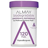 Almay Biodegradable Makeup Remover Pads, Longwear & Waterproof, Hypoallergenic, Fragrance-Free, Dermatologist & Ophthalmologist Tested, 120 count (Pack of 1)