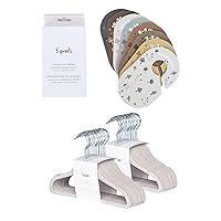 3 Sprouts Closet Dividers & Hangers Bundle - 8 Baby Size Dividers (Mushroom) and 30 Velvet Hangers for Baby Clothes (Gray)