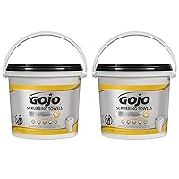 GOJO Scrubbing Towels, Fresh Citrus Scent, 170 Count Extra Large Dual Textured Wet Towels Bucket (Pack of 2) – 6398-02