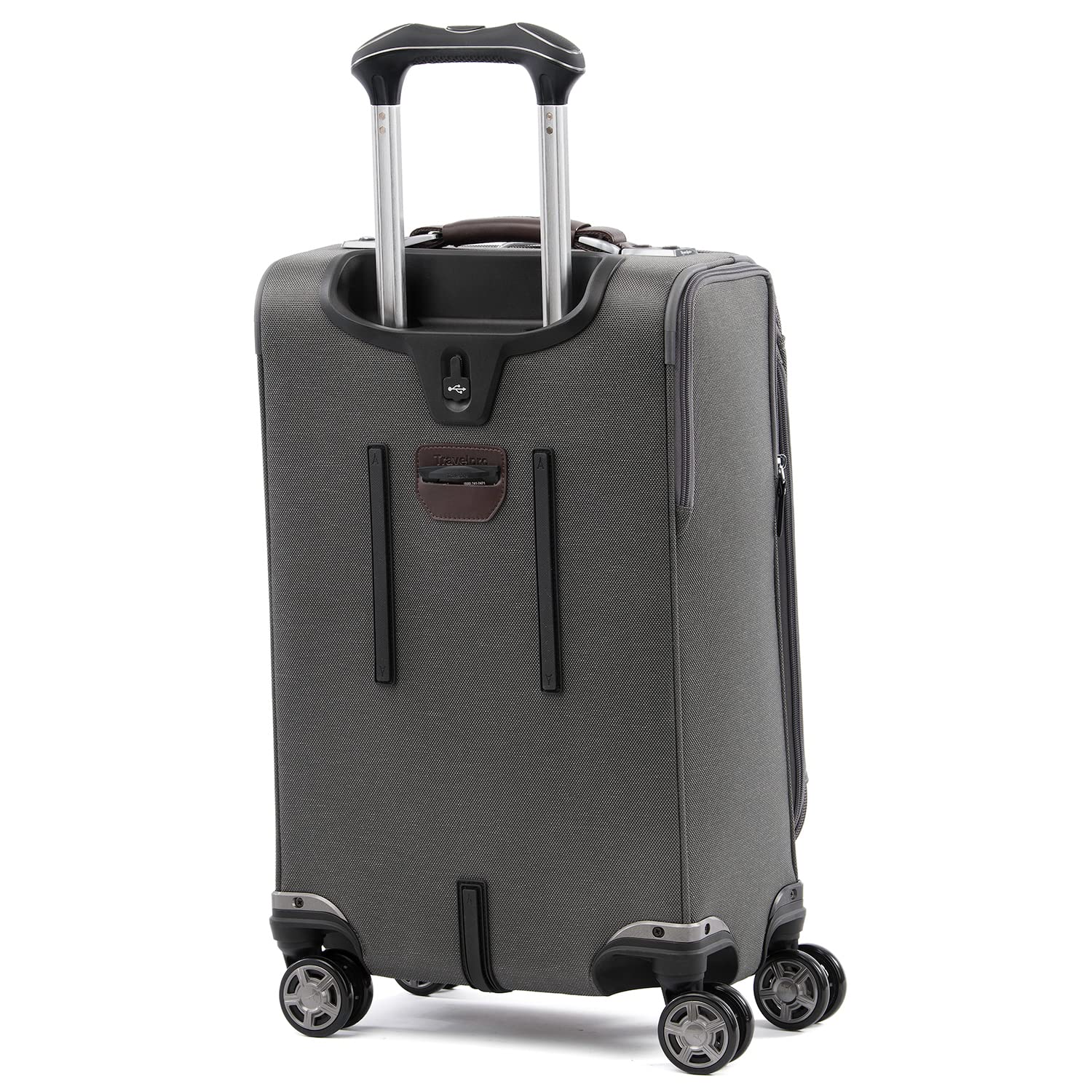 Travelpro Platinum Elite Softside Expandable Carry on Luggage, 8 Wheel Spinner Suitcase, USB Port, Suiter, Men and Women, Vintage Grey, Carry On 21-Inch