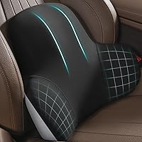 Lumbar Support for Car - Back Cushion for Driving Seat Lower Back Pain Relief - Memory Foam Lumbar Pillow for Car/Office Chair - Ergonomic Streamline Soft Washable Cover-Black&Grey