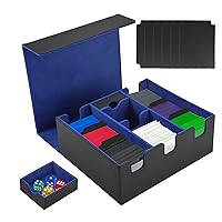 Deck Box for Magic the Gathering Cards, 1500+ Collecting Card Storage Boxes, with 6 Premium Card Separator, PU Leather Magnetic Closure Card Deck Box for MTG/TCG/YuGiOh Commander (Blue/Black)