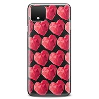 TPU Case Compatible for Google Pixel 8 Pro 7a 6a 5a XL 4a 5G 2 XL 3 XL 3a 4 Geometric Hearts Soft Cute Woman Slim fit Red Lovely Glam Print Pattern Design Flexible Silicone Cute Clear Girly