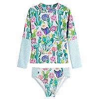 BIKINX Girls Rash Guard 3t 2 Piece Swimsuit Set Long Sleeve Floral Print Bikini with UPF 50+ Sun Protection Tankini