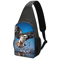 Osprey Flying North America Crossbody Sling Backpack Adjustable Straps Chest Bag for Hiking Traveling Outdoors