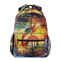 ALAZA Abstract Colorful Music Notes And Violin Clef Art Stylish Large Backpack Personalized Laptop iPad Tablet Travel School Bag with Multiple Pockets