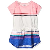OshKosh B'Gosh Girls' Kids Short-Sleeve Knit Tunic, Peach Multi Stripe, 4-5