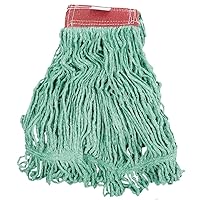 Rubbermaid Commercial Products Super Stitch Blend Mop Head Replacement, 5-Inch Headband, Large, Green, Heavy Duty Industrial Wet Mop For Floor Cleaning Office/School/Stadium/Lobby/Restaurant